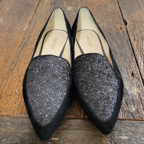 Nine West 'Abay' Pointed Toe Glitter Flats - Picture 3 of 7